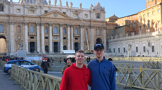 Two La Roche students on a study abroad trip